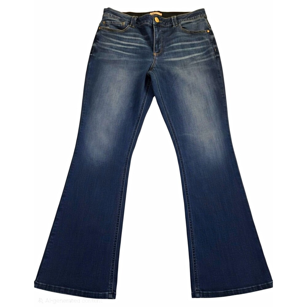 Democracy Women's Bootcut Jeans Blue Medium Wash Denim Solid 5-Pocket Size 16